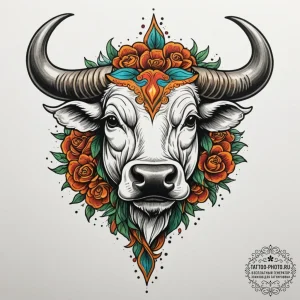 Tattoo sketch a stylized bull's head, solid a... - эскиз тату (№1755124617_0, 13.08.2025 22:36) — tattoo-photo.ru