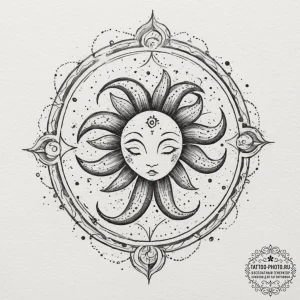 Tattoo sketch a zodiac symbol with a tiny, ab... - эскиз тату (№1755125633_0, 13.08.2025 22:53) — tattoo-photo.ru
