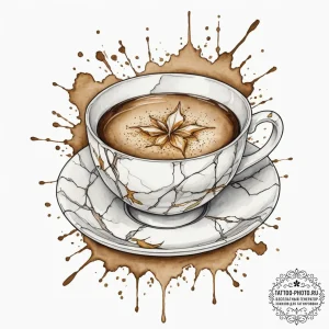Broken teacup (kintsugi style), tattoo drawin... - эскиз тату (№1755127624_0, 13.08.2025 23:27) — tattoo-photo.ru