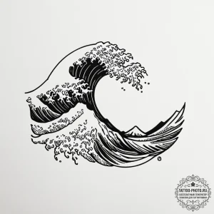 Tattoo sketch a simple, elegant wave, symboli... - эскиз тату (№1755128018_0, 13.08.2025 23:33) — tattoo-photo.ru