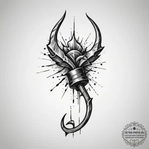 Tattoo sketch a stylized grappling hook, symb... - эскиз тату (№1755128221_0, 13.08.2025 23:37) — tattoo-photo.ru
