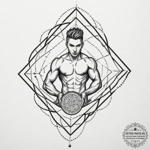 Tattoo design a stylized "hitbox" outline aro... - эскиз тату (№1755128423_0, 13.08.2025 23:40) — tattoo-photo.ru