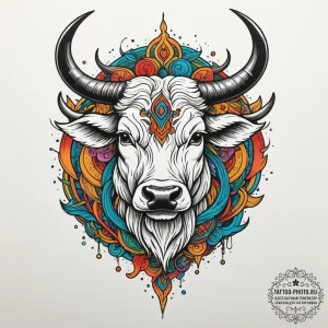Tattoo design a taurus bull depicted as a pow... - эскиз тату (№1755128830_0, 13.08.2025 23:47) — tattoo-photo.ru