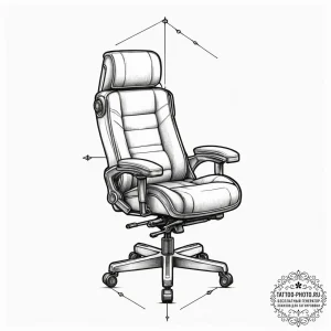 Tattoo sketch a stylized gamer chair with erg... - эскиз тату (№1755129234_0, 13.08.2025 23:53) — tattoo-photo.ru