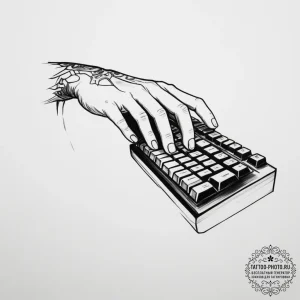 Tattoo sketch a gamer's hand reaching for a g... - эскиз тату (№1755129841_0, 14.08.2025 00:04) — tattoo-photo.ru