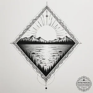 Tattoo design an abstract landscape with a se... - эскиз тату (№1755130445_0, 14.08.2025 00:14) — tattoo-photo.ru