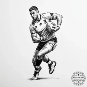 Tattoo sketch a rugby player mid-tackle. - эскиз тату (№1755130854_0, 14.08.2025 00:20) — tattoo-photo.ru
