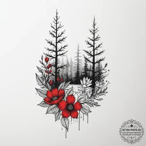 Tattoo sketch a subtle forest silhouette inco... - эскиз тату (№1755132859_0, 14.08.2025 00:54) — tattoo-photo.ru