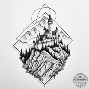 Tattoo sketch a geometric depiction of a moun... - эскиз тату (№1755133664_0, 14.08.2025 01:07) — tattoo-photo.ru