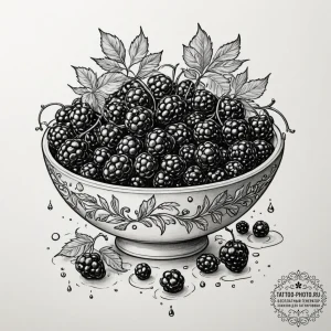 A hyperrealistic still life of a bowl of fres... - эскиз тату (№1755133865_0, 14.08.2025 01:11) — tattoo-photo.ru