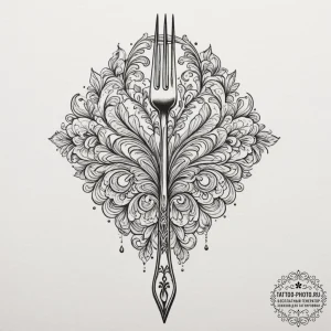 Tattoo design a fork on one, a spoon on the o... - эскиз тату (№1755134657_0, 14.08.2025 01:24) — tattoo-photo.ru