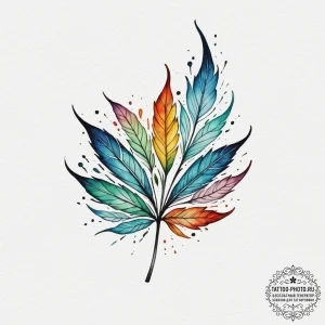 Leaf, tattoo line art, watercolor tattoo styl... - эскиз тату (№1755140678_0, 14.08.2025 03:04) — tattoo-photo.ru