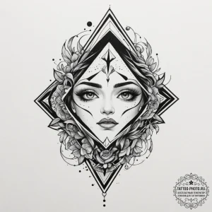 A shattered geometric shape, artistic tattoo... - эскиз тату (№1755141281_0, 14.08.2025 03:14) — tattoo-photo.ru