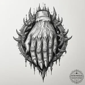Tattoo sketch: a close-up of svarog's hands,... - эскиз тату (№1755141680_0, 14.08.2025 03:21) — tattoo-photo.ru