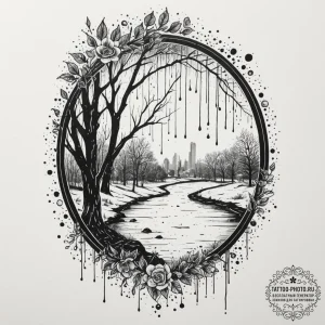 Tattoo design a delicate rain-streaked window... - эскиз тату (№1755142090_0, 14.08.2025 03:28) — tattoo-photo.ru