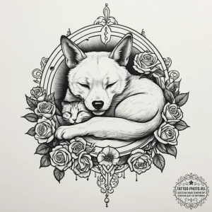Tattoo design a loyal companion animal (dog,... - эскиз тату (№1755142488_0, 14.08.2025 03:34) — tattoo-photo.ru