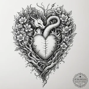 Anatomical heart with roots growing into the... - эскиз тату (№1755146901_0, 14.08.2025 04:48) — tattoo-photo.ru