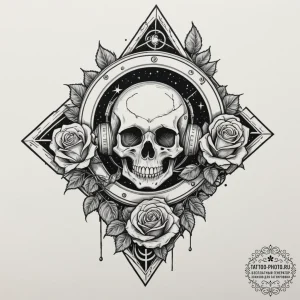 Tattoo design a stylized space station interi... - эскиз тату (№1755147106_0, 14.08.2025 04:51) — tattoo-photo.ru