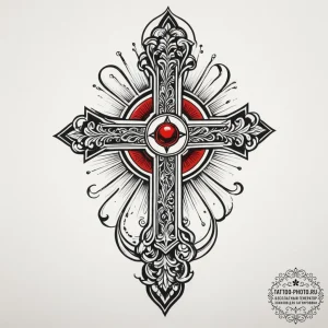 Latin cross, artistic tattoo sketch, black an... - эскиз тату (№1755147697_0, 14.08.2025 05:01) — tattoo-photo.ru