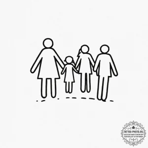 Tattoo design a stylized drawing of a family… — эскиз тату (№1755149271_0, 14.08.2025 05:27) — tattoo-photo.ru