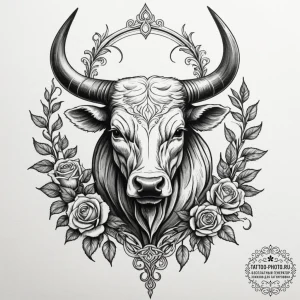 Tattoo design a taurus bull, its body formed… — эскиз тату (№1755149862_0, 14.08.2025 05:37) — tattoo-photo.ru