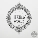 A «hello world» in code font, artistic tattoo… — эскиз тату (№1755150846_0, 14.08.2025 05:54) — tattoo-photo.ru