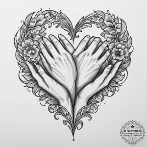 Tattoo sketch a heart shape created by the ne… — эскиз тату (№1755151044_0, 14.08.2025 05:57) — tattoo-photo.ru