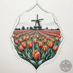A vast tulip field in the netherlands, with r… — эскиз тату (№1755152027_0, 14.08.2025 06:13) — tattoo-photo.ru
