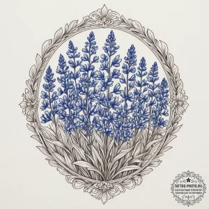 A field of bluebonnets in texas., tattoo sket... - эскиз тату (№1755154000_0, 14.08.2025 06:46) — tattoo-photo.ru