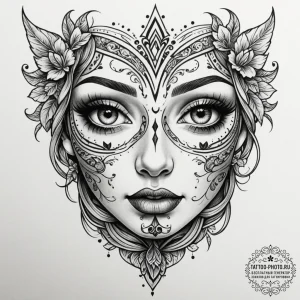 Tattoo sketch a close-up of a scarred face, e... - эскиз тату (№1755155188_0, 14.08.2025 07:06) — tattoo-photo.ru
