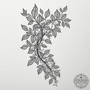 Tattoo design a climbing ivy branch, symboliz... - эскиз тату (№1755155980_0, 14.08.2025 07:19) — tattoo-photo.ru