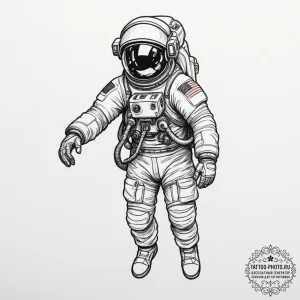 Astronaut - эскиз тату (№1755156174_0, 14.08.2025 07:22) — tattoo-photo.ru
