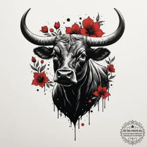 Tattoo design a delicate taurus bull silhouet... - эскиз тату (№1755156568_0, 14.08.2025 07:29) — tattoo-photo.ru