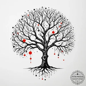 Tattoo sketch a stylized tree where the branc... - эскиз тату (№1755157956_0, 14.08.2025 07:52) — tattoo-photo.ru