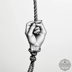Tattoo design a hand firmly gripping a rope,... - эскиз тату (№1755159738_0, 14.08.2025 08:22) — tattoo-photo.ru