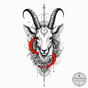 Capricorn, tattoo flash sheet design, black a... - эскиз тату (№1755160729_0, 14.08.2025 08:38) — tattoo-photo.ru