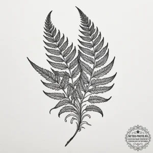 Tattoo sketch a detailed fern leaf, showing i... - эскиз тату (№1755161519_0, 14.08.2025 08:51) — tattoo-photo.ru