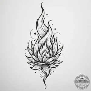 Tattoo sketch a single, powerful flame burnin... - эскиз тату (№1755161715_0, 14.08.2025 08:55) — tattoo-photo.ru