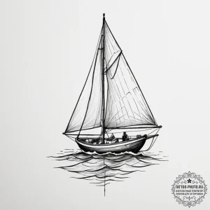Tattoo sketch a small, stylized sailboat on a... - эскиз тату (№1755163887_0, 14.08.2025 09:31) — tattoo-photo.ru