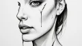 A close-up of a single tear rolling down a pe... - эскиз тату (№1755164085_0, 14.08.2025 09:34) — tattoo-photo.ru