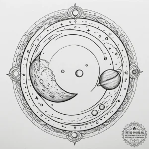 Tattoo design a realistic celestial body (pla... - эскиз тату (№1755164283_0, 14.08.2025 09:38) — tattoo-photo.ru