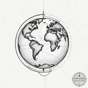 Tattoo design two halves of a globe, completi... - эскиз тату (№1755165070_0, 14.08.2025 09:51) — tattoo-photo.ru