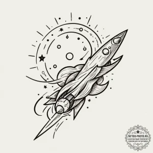 Comet, concept art for tattoo, sepia tone ske... - эскиз тату (№1755165668_0, 14.08.2025 10:01) — tattoo-photo.ru
