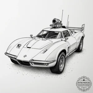 Tattoo sketch a futuristic vehicle, powerful... - эскиз тату (№1755166062_0, 14.08.2025 10:07) — tattoo-photo.ru