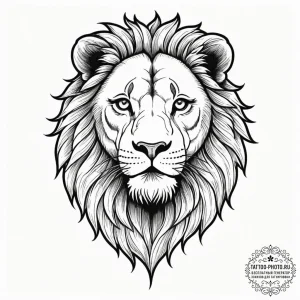Lion, concept art for tattoo, bold outlines,... - эскиз тату (№1755167646_0, 14.08.2025 10:34) — tattoo-photo.ru