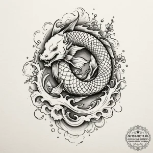 Tattoo design pisces fish dissolving into abs... - эскиз тату (№1755168633_0, 14.08.2025 10:50) — tattoo-photo.ru
