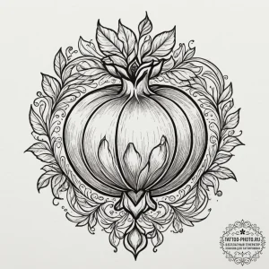 A close-up of a pomegranate's jewel-like seed... - эскиз тату (№1755169818_0, 14.08.2025 11:10) — tattoo-photo.ru