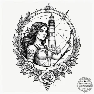 Tattoo sketch a sagittarius archer whose arro... - эскиз тату (№1755170807_0, 14.08.2025 11:26) — tattoo-photo.ru