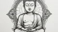 Buddha, tattoo drawing outline, on a clean wh... - эскиз тату (№1755172012_0, 14.08.2025 11:46) — tattoo-photo.ru