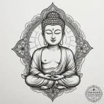 Buddha, tattoo drawing outline, on a clean wh… — эскиз тату (№1755172012_0, 14.08.2025 11:46) — tattoo-photo.ru